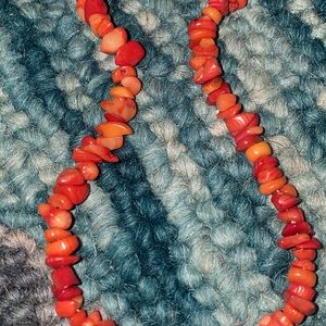 Polished red pebble string necklace or bracelet